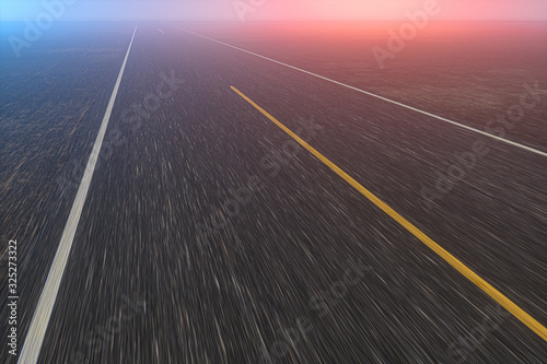 Straight highway with dark background,abstract conception,3d rendering.
