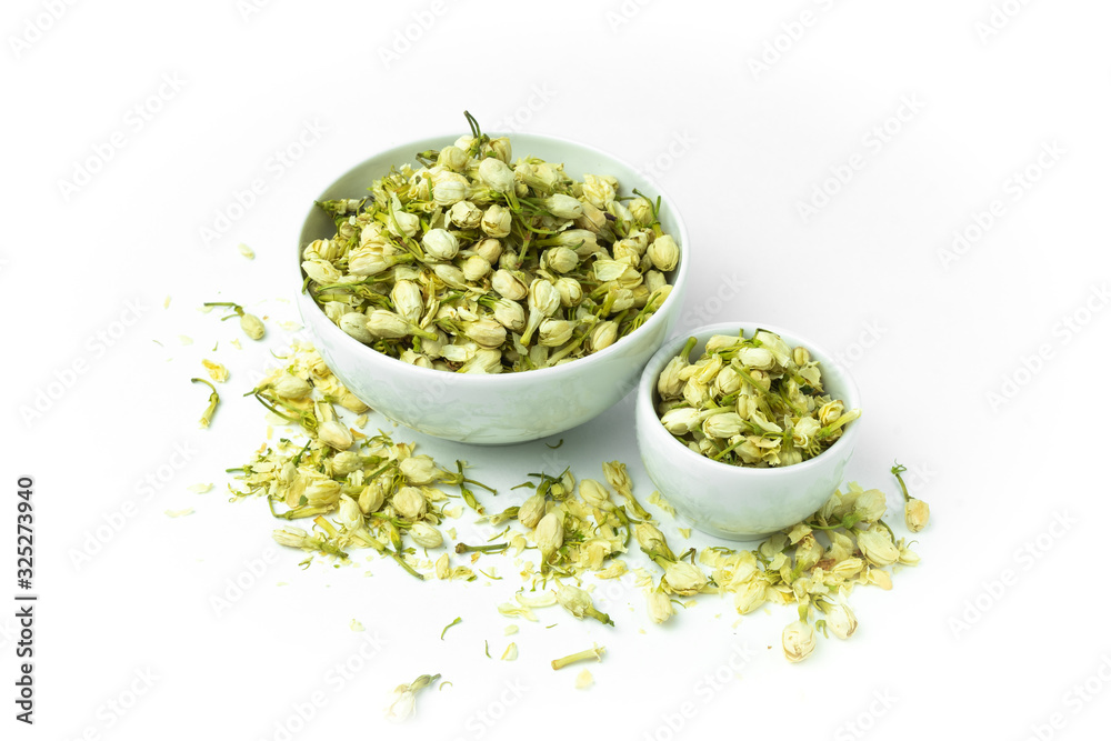 jasmine flowers tea on white background. Herbal tea. jasmine flowers tea on white background. Herbal tea.