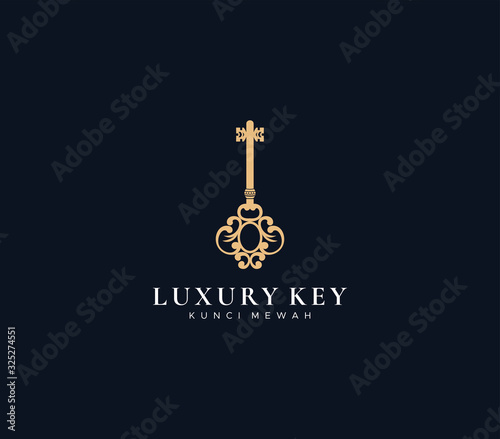 luxury key logo dark background , symbol icon vector 
