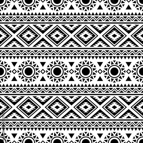Seamless ethnic pattern. Traditional tribal pattern in black and white color