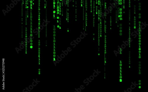  Cyberspace with green digital falling lines, abstract background, binary chain. Crypto space.Digital binary data, streaming code background. Matrix background. Programming / Coding / Hacker concept. 