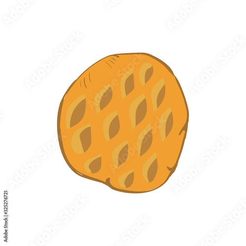 Vector illustration with a toppings pie drawn in a flat style. Icon for a bakery or cafe, homemade cakes and farm products.
