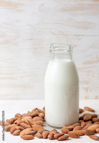 bottle with almond milk
