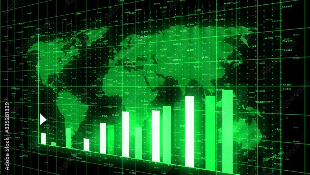 4k HUD graph with rising up arrow and bar stats,Financial data,diagrams ...