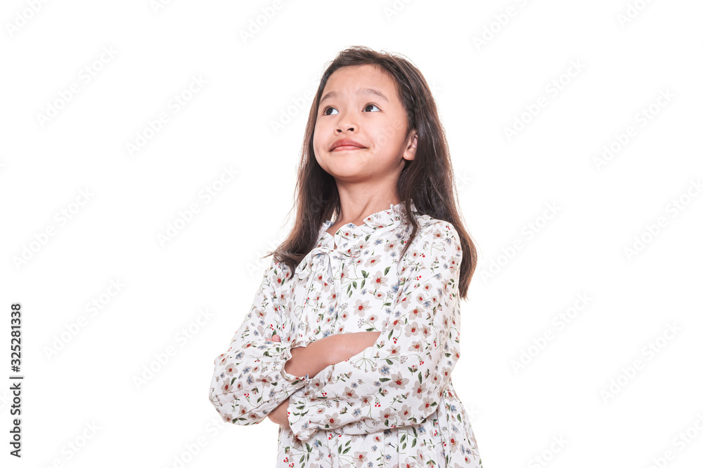 Asian girl bury hands on white background Asian girl bury hands on white background