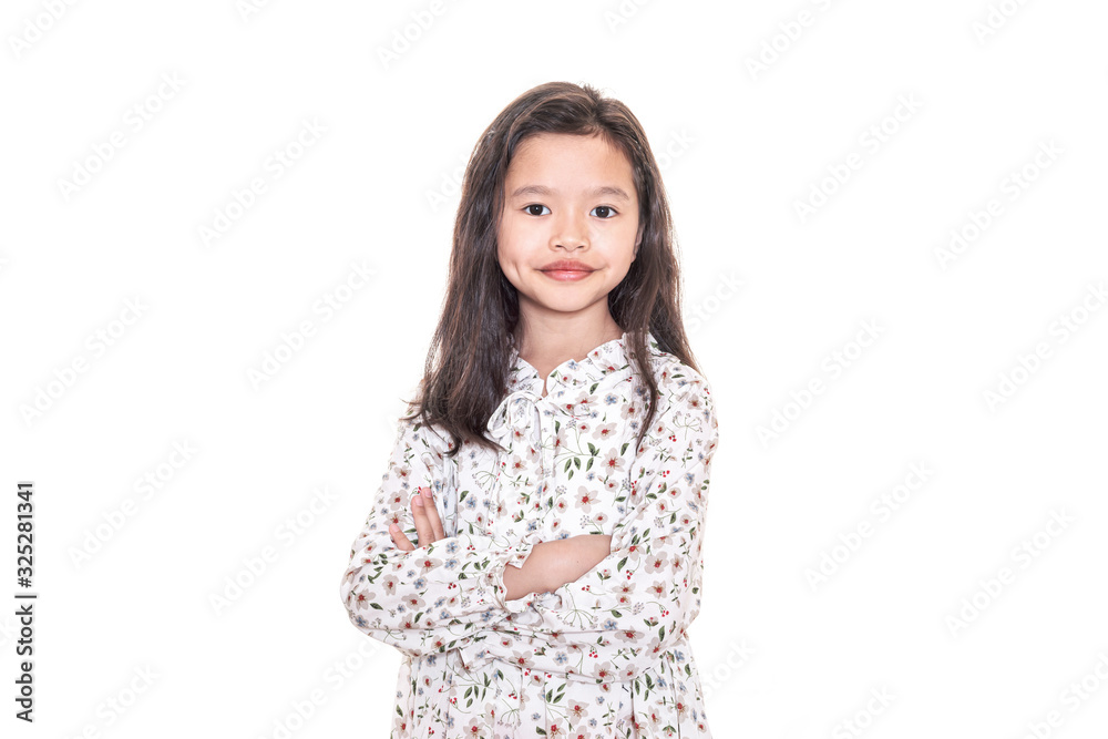 Asian girl bury hands on white background Asian girl bury hands on white background