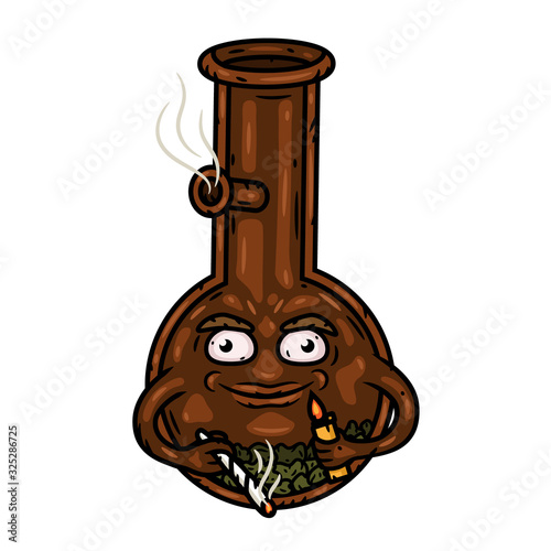 Bong. Bong with a lighter and marijuana joint.