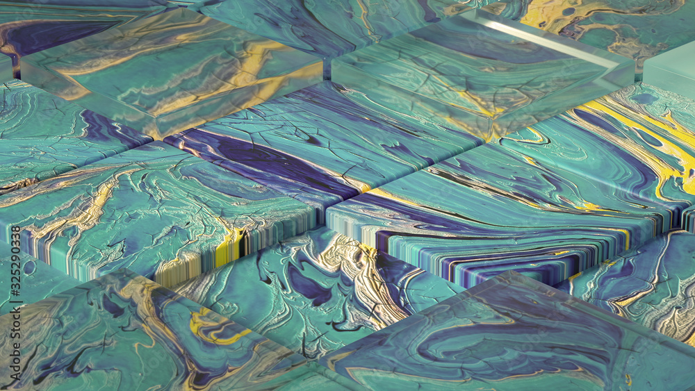 Fototapeta premium Beautiful background with fluid paint. 3d illustration, 3d rendering.