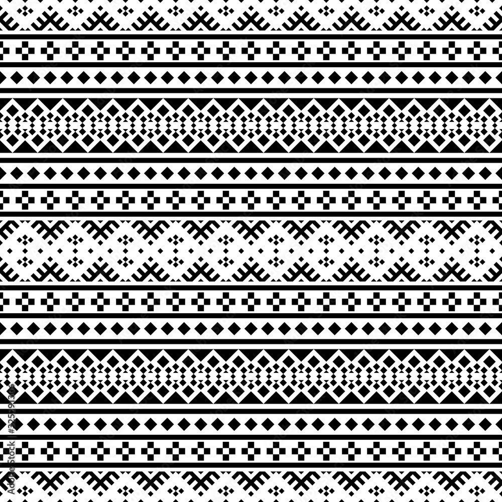 Aztec ethnic seamless pattern design in black and white color. Ethnic Pattern Illustration vector Aztec ethnic seamless pattern design in black and white color. Ethnic Pattern Illustration vector