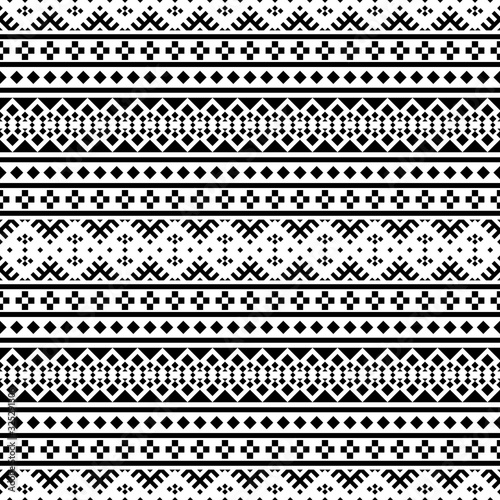 Aztec ethnic seamless pattern design in black and white color. Ethnic Pattern Illustration vector
