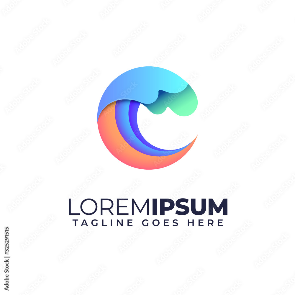 Abstract Wave Logo C letter initial Abstract Wave Logo C letter initial