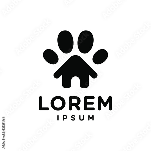 dog cat paw house home logo vector icon in trendy minimal style illustration
