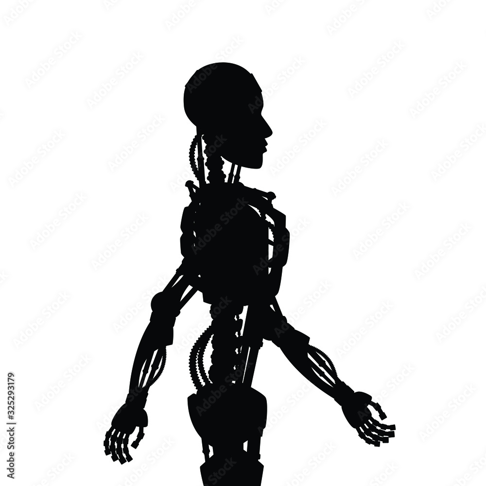 Robot body silhouette vector, AI