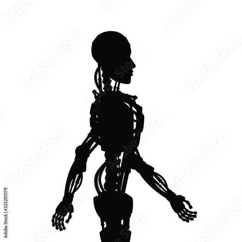 Robot body silhouette vector, AI
