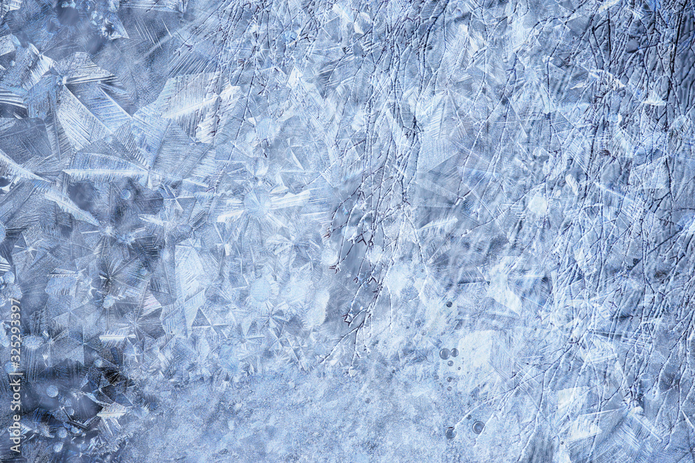 Fototapeta premium winter patterns window trees, abstract seasonal ice background