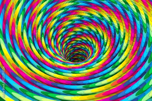 Multicolor black hole abstract background 3D illustration
