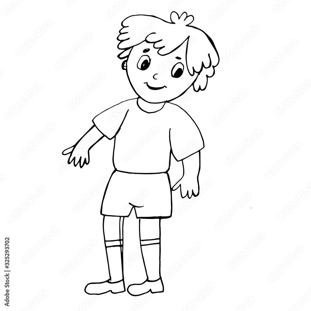 Colorful black and white pattern for coloring. Illustration of a boy.