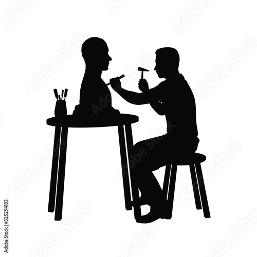 Sculptor while working silhouette vector