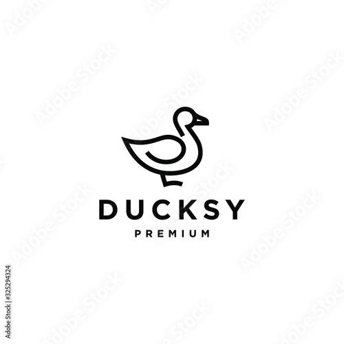 duck goose logo icon vector illustration hipster stock for cafe and restaurant monoline outline line