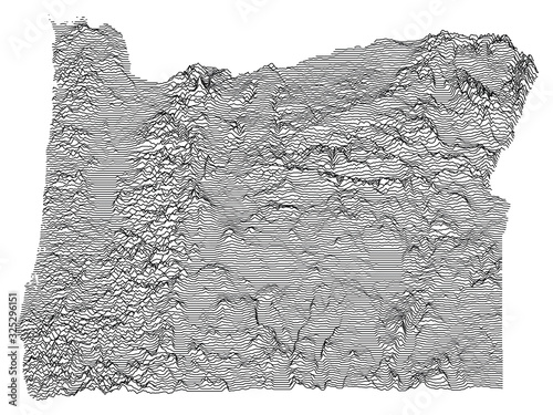 Topographic Relief Peaks and Valleys Map of US Federal State of  Oregon