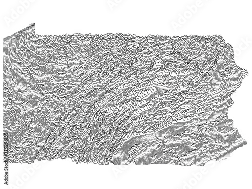 Topographic Relief Peaks and Valleys Map of US Federal State of  Pennsylvania