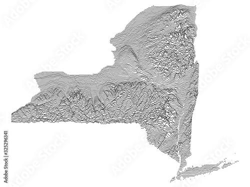 Topographic Relief Peaks and Valleys Map of US Federal State of  New York 