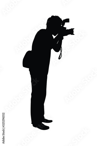 Photographer is taking photo silhouette vector