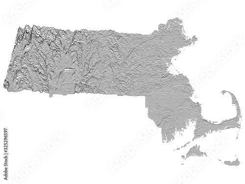 Topographic Relief Peaks and Valleys Map of US Federal State of  Massachusetts