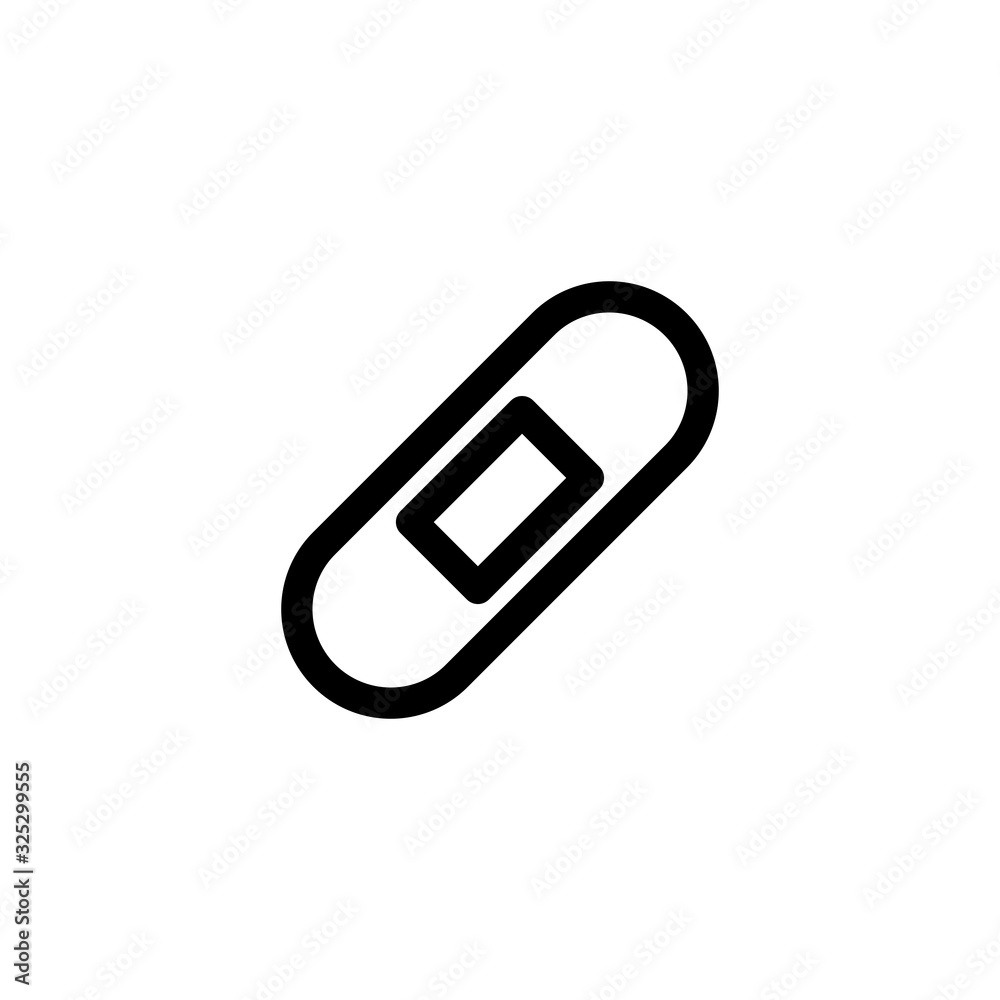 Icon Vector Illustration. Plaster First Aid Kit Injury Patch Bandage Health Care Clinic Hospital. Outline Style. Icon Vector Illustration. Plaster First Aid Kit Injury Patch Bandage Health Care Clinic Hospital. Outline Style.