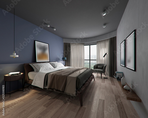 3D rendering bed room, so comfortable.   © windy Li