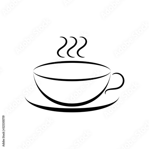 Hot coffee cup line icon vector on white background