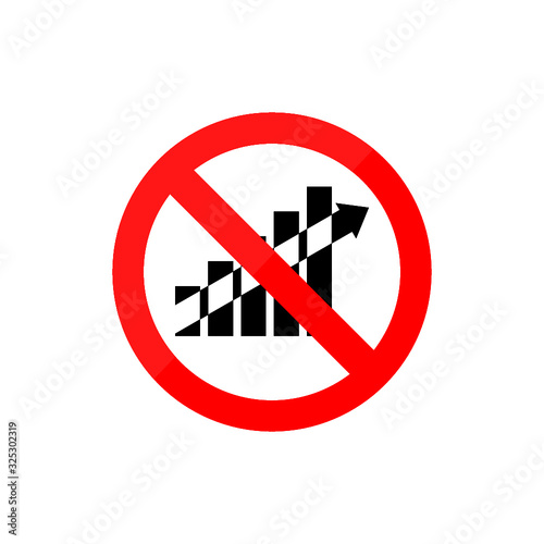 No or Stop Growth chart icon isolated on white background