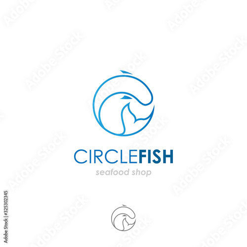 Creative circle fish line art logo icon vector template isolated on white background