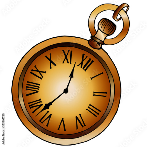 clock , isolate on a white background, linear drawing