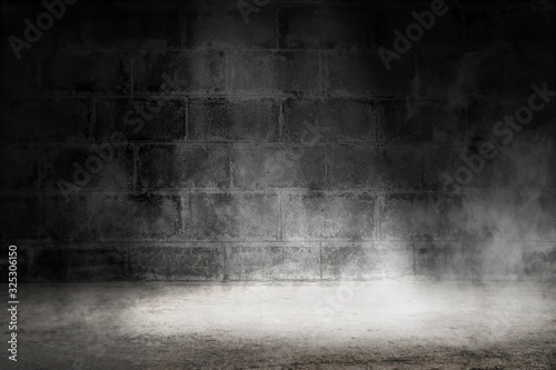 Texture dark concrete floor with mist or fog dark
