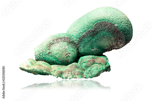 Mineral uvarovite on a white background photo