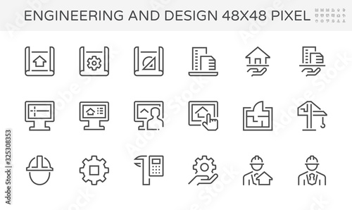 Engineering and architecture design vector icon set,  48X48 pixel perfect and editable stroke.