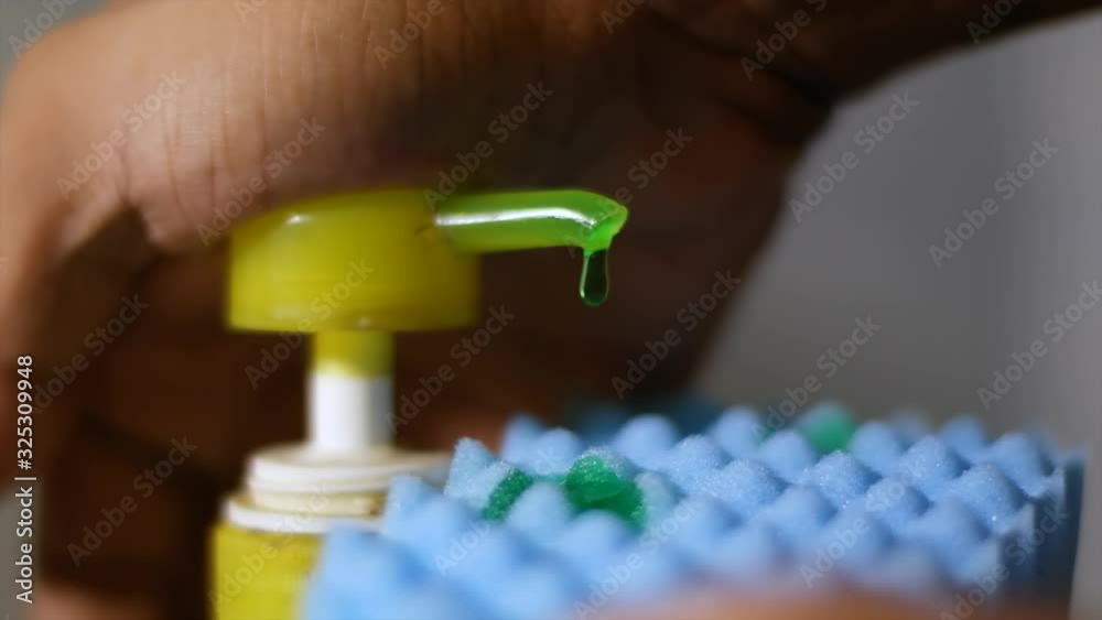 preparation for washing with pressing soap into the sponge preparation for washing with pressing soap into the sponge