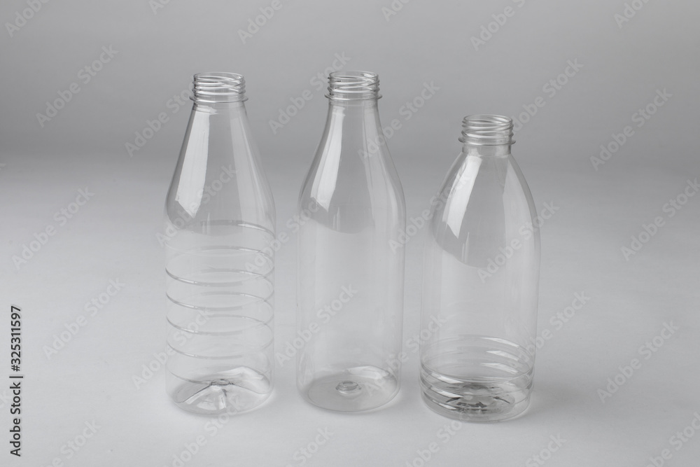 Many different transparent plastic new bottles Many different transparent plastic new bottles