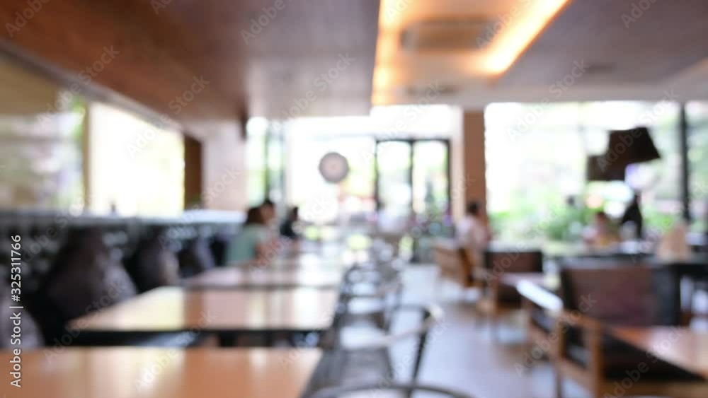 blur cafe shop with people freelancer working of city life