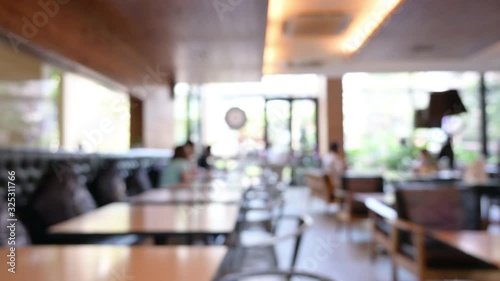 blur cafe shop with people freelancer working of city life