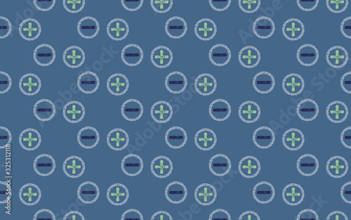 Abstract seamless pattern with plus and minus signs in circles