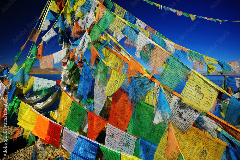 Fototapeta premium Tibetan Buddhist flags of the Himalayas