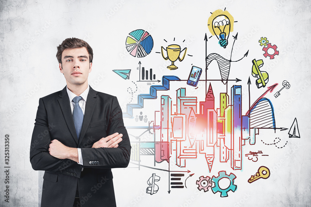 Confident man and his business strategy Confident man and his business strategy