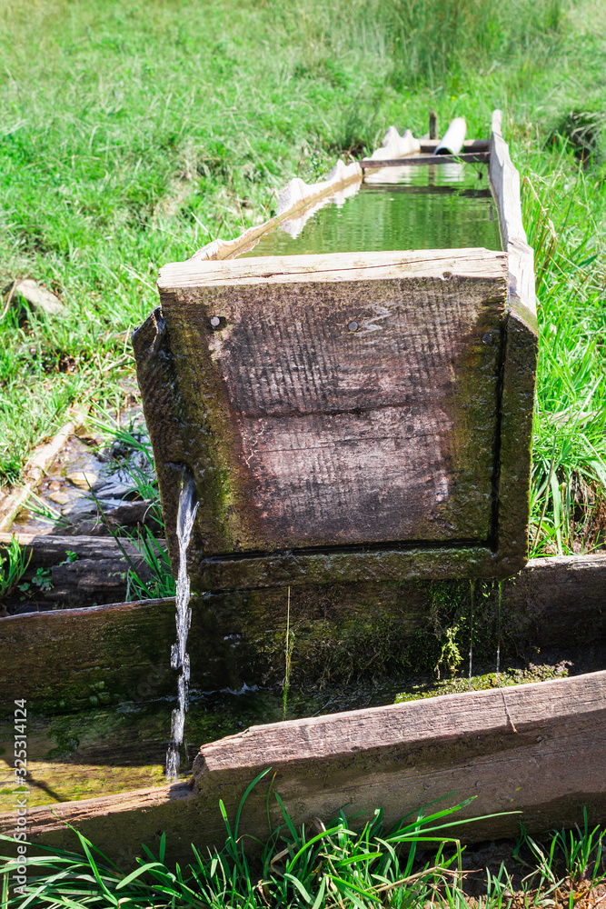 Fototapeta premium Watering trough in Beskids mountains, Poland.