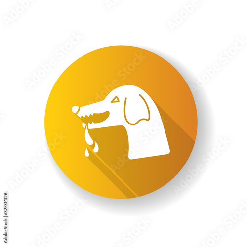Rabies RGB color icon. Dangerous viral disease, central nervous system infection. Medicine and healthcare. Rabid dog, angry animal, aggressive pathogen carrier silhouette RGB color illustration