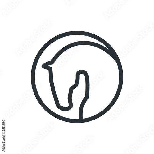 flat vector image on a white background, horse head logo in linear style