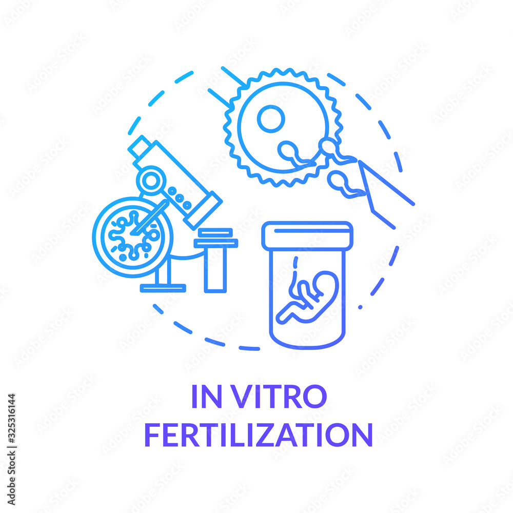 In vitro fertilization blue concept icon. Biotechnology. Alternative pregnancy. Fetus, childbirth. Reproductive technology idea thin line illustration. Vector isolated outline RGB color drawing In vitro fertilization blue concept icon. Biotechnology. Alternative pregnancy. Fetus, childbirth. Reproductive technology idea thin line illustration. Vector isolated outline RGB color drawing
