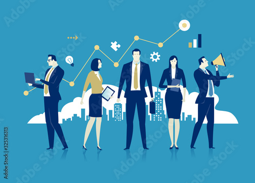 Successful team. Business vector illustration. 