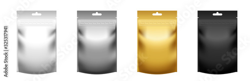 Set of realistic blank pouch doypacks with zip lock